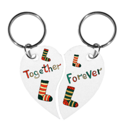 Ξύλινο Διπλό Μπρελόκ Σε Σχήμα Καρδιά, Για Εκτύπωση Sublimation