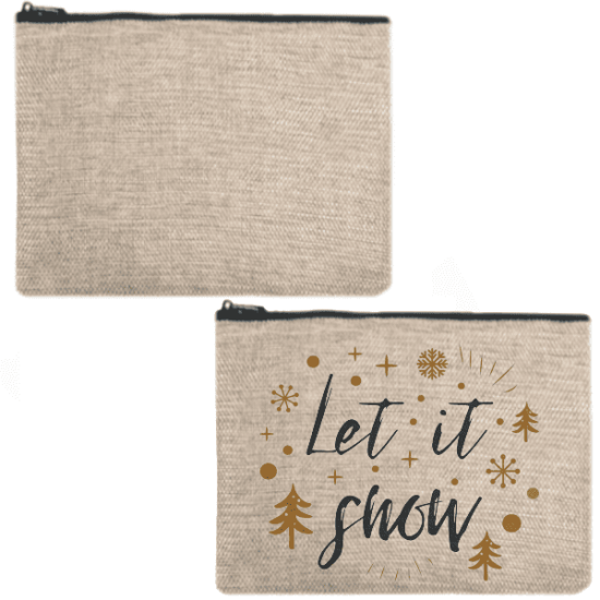 Sublimation Λινό Πορτοφόλι 15x12cm, Σε Μπεζ Χρώμα Με Μαύρο Φερμουάρ