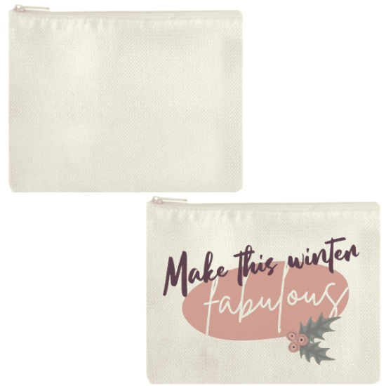 Sublimation Λινό Πορτοφόλι 15x12cm, Σε Μπεζ Ανοιχτό Χρώμα Με Μπεζ Φερμουάρ