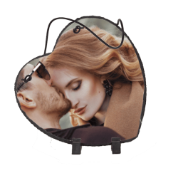 Εκτυπώσιμη Τετράγωνη Πέτρα 20x20cm, Σε Σχήμα Καρδιά Με Κορδόνι