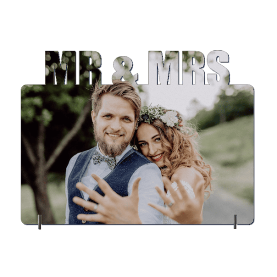 Κορνίζα “MR & MRS” Από Mdf, Με Βάση, 20x15cm, Κατάλληλη Για Σχολικό Αναμνηστικό Με Εκτύπωση Sublimation